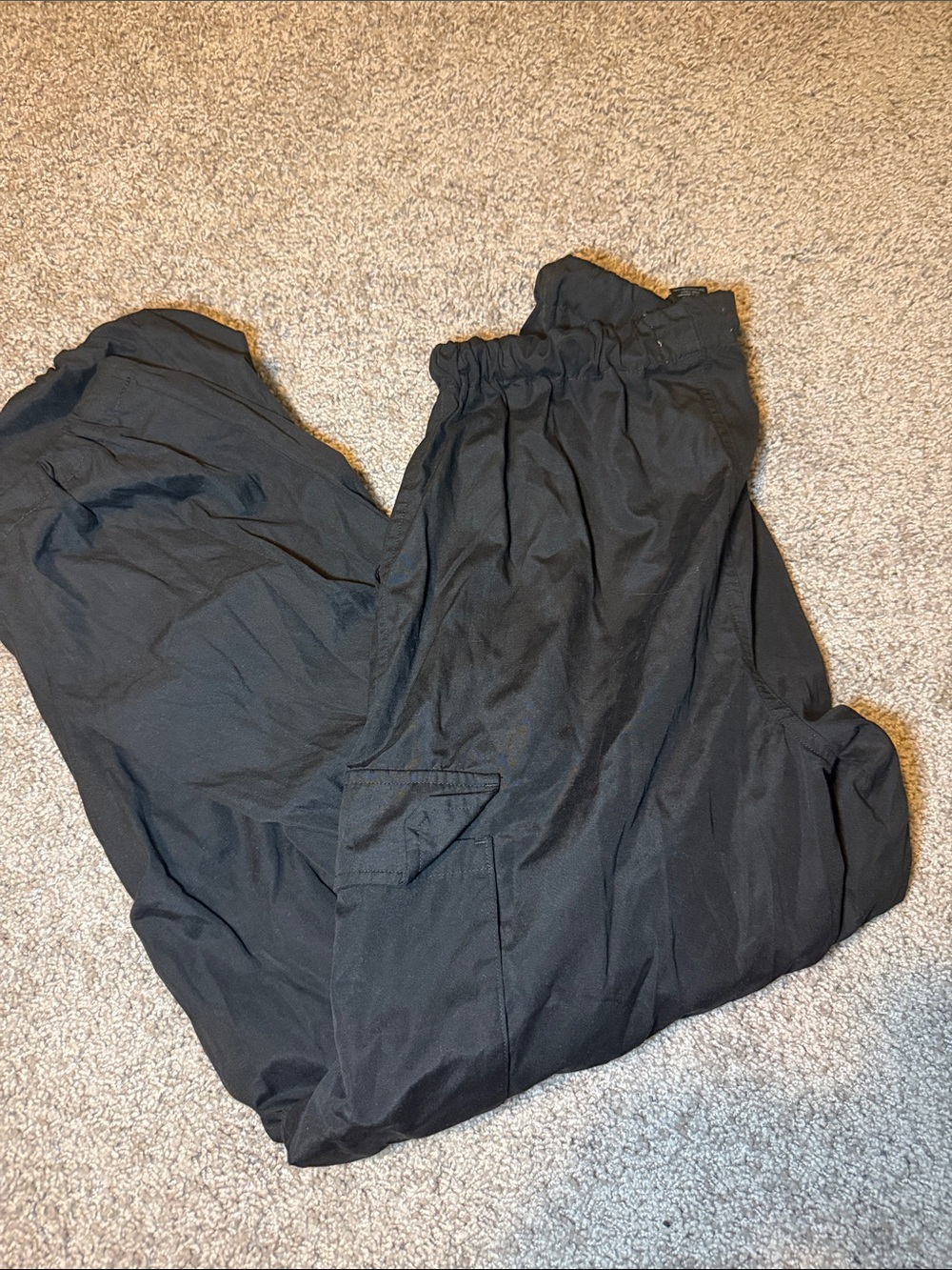 Women's Black Cargo Jogger Pants with Elastic Waist